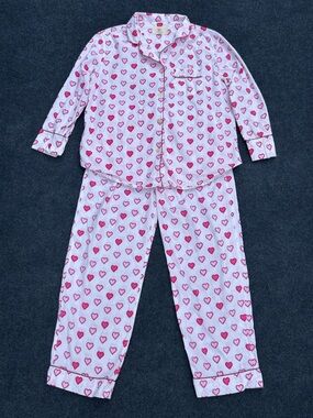 Printfresh Long PJ Pajama Set in Pink Hearts Size Large